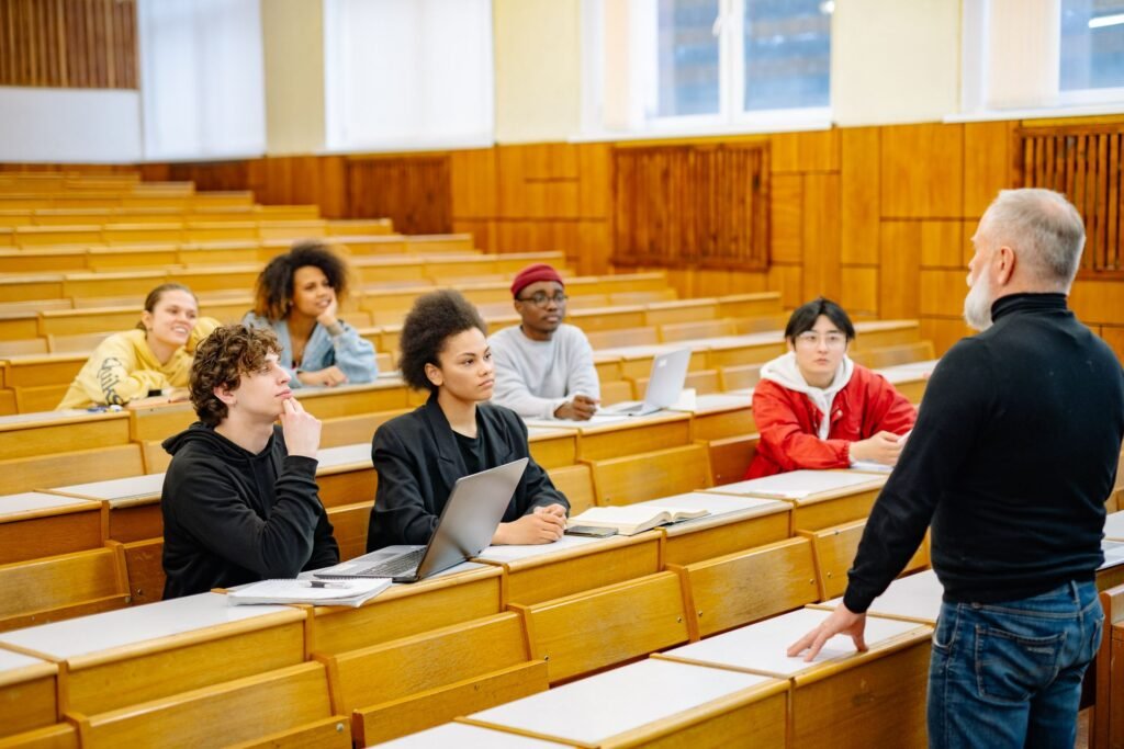 Graduate students attending a university lecture